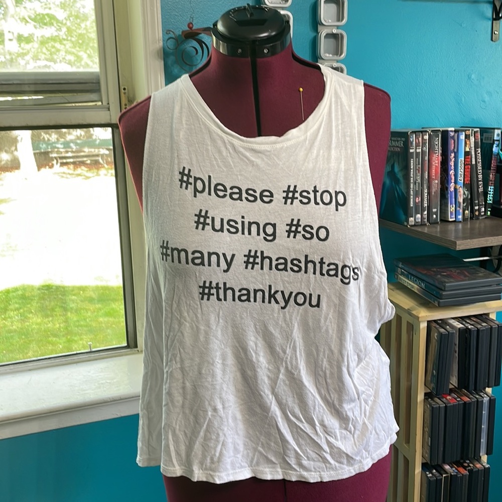 White graphic tank top
